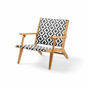 Silla de Jardín Acacia 81 x 67 x 71 cm Negro Madera Blanco Resina