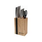 Juego de Cuchillos de Cocina y Soporte Bergner Keops Madera Acero Inoxidable (6 pcs)