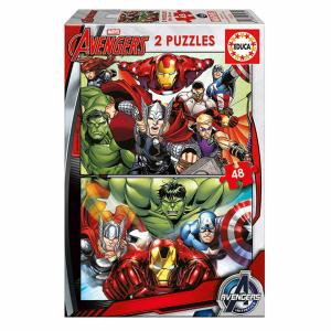 Set de 2 Puzzles The Avengers Super Heroes 48 Piezas 28 x 20 cm