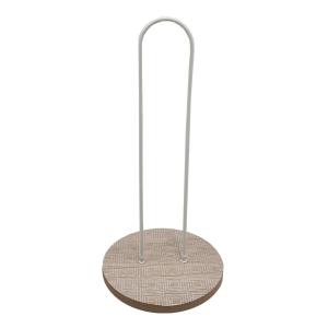 Portarrollo de Papel de Cocina Versa White Metal Acero Madera MDF (15 x 30 x 15 cm)