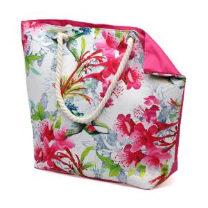 Bolsa de Playa 55,5 x 39 cm Rosa Flores 44 x 37 x 11 cm