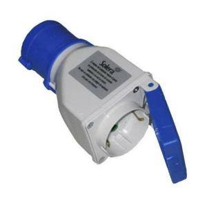 Adaptador Solera 904012 Con Tapa CETAC Schuko Azul Gris 16 A