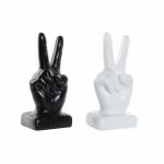 Figura Decorativa DKD Home Decor Blanco Negro Moderno Mano 13 x 12 x 29 cm (2 Unidades)