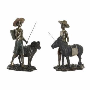 Figura Decorativa DKD Home Decor 25 x 14 x 31 cm Dorado Marrón Resina Colonial Burro