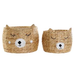 Juego de Cestas DKD Home Decor 51 x 51 x 33 cm Infantil Oso