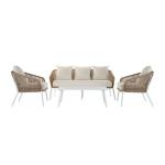 Conjunto de Sofá y Mesa DKD Home Decor MB-179038 Jardín Beige Metal Aluminio Cuerda 151,5 x 72 x 70 cm (4 pcs)