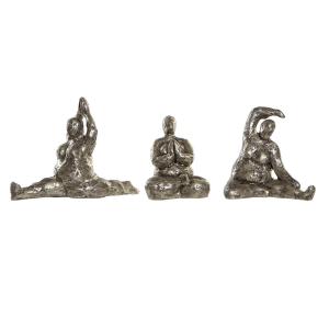 Figura Decorativa DKD Home Decor 11 x 22,5 x 17 cm Dorado Yoga (3 Unidades)