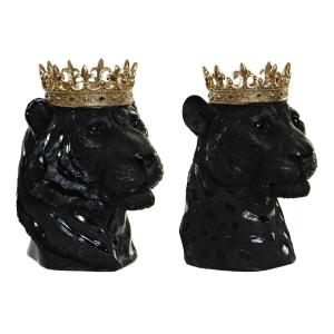 Figura Decorativa DKD Home Decor 27,5 x 23,5 x 33 cm Negro Dorado Resina Colonial Animal