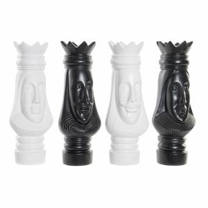 Figura Decorativa DKD Home Decor Negro Blanco 13 x 13 x 40 cm Fichas de Ajedrez (4 Unidades)