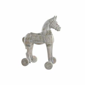 Figura Decorativa DKD Home Decor 8424001847884 Caballo Acabado envejecido Dorado Blanco Hierro Madera de albasia (42 x 22 x 49 c