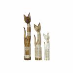 Figura Decorativa DKD Home Decor 8424001848201 16 x 7,5 x 100 cm 15,5 x 7 x 99,5 cm Natural Beige Blanco 80 cm Gatos