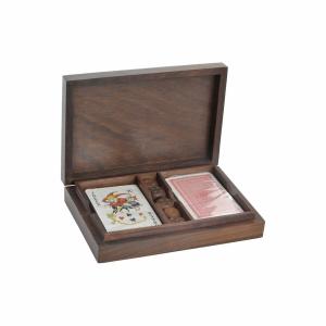 Juego de Cartas DKD Home Decor Sheesham Dorado Marrón oscuro 18 x 12 x 4 cm