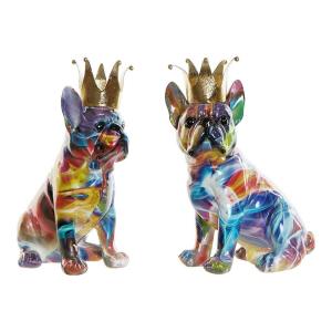 Figura Decorativa DKD Home Decor 18,5 x 11,5 x 23,5 cm Multicolor Perro (2 Unidades)