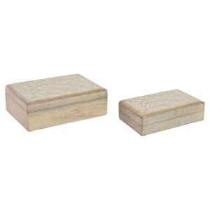 Juego de Cajas Decorativas DKD Home Decor Madera de mango 25 x 17 x 8 cm (2 Unidades)