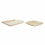 Centro de Mesa DKD Home Decor Marrón Natural Tropical 53 x 53 x 6 cm (2 Unidades)