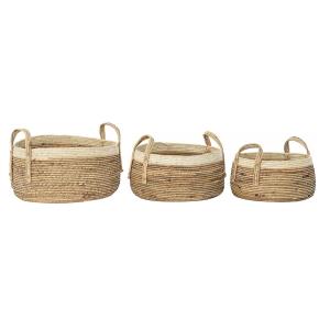 Juego de Cestas DKD Home Decor Tropical Fibra natural Juncos (45 x 45 x 33 cm) (3 Piezas)