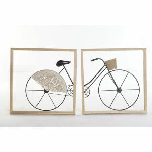 Decoración de Pared DKD Home Decor Negro Bicicleta Metal Madera MDF (80 x 2.5 x 40 cm) (2 pcs)