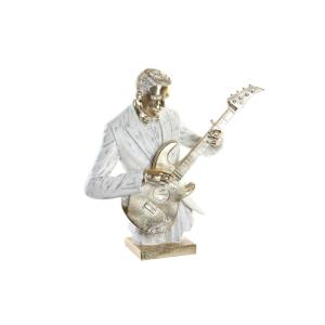 Figura Decorativa DKD Home Decor 45 x 29 x 50 cm Dorado Blanco Músico