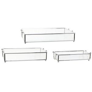 Juego de Bandejas DKD Home Decor Cristal Metal Transparente (31 x 18 x 5,5 cm)