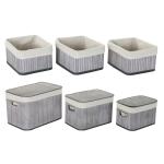 Juego de Cestas DKD Home Decor Beige Gris Bambú Madera MDF 51 x 35 x 33 cm (6 Piezas)