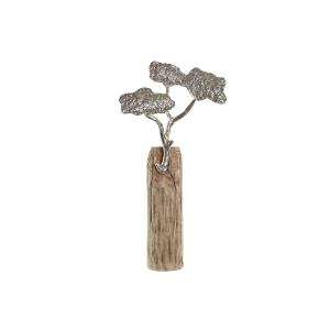 Figura Decorativa DKD Home Decor Tronco Plateado Árbol Marrón Aluminio Colonial Madera de mango (26 x 11 x 51 cm)