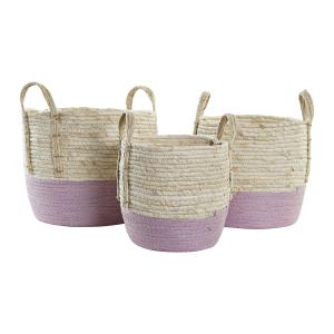 Juego de Cestas DKD Home Decor Cuerda Fibra natural (3 Piezas) (30 x 30 x 26 cm)