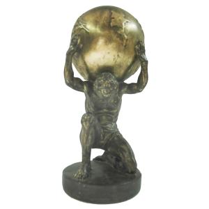 Figura Decorativa DKD Home Decor Atlas 15 x 14 x 28 cm Dorado Hombre Gris claro