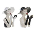 Figura Decorativa DKD Home Decor 26,5 x 20 x 30,5 cm Mujer Negro Blanco (2 Unidades)