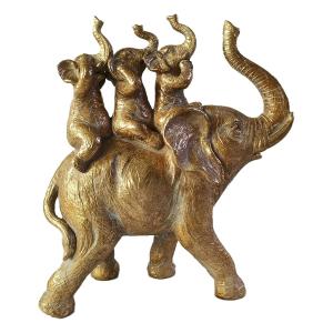 Figura Decorativa DKD Home Decor 23,5 x 9 x 26,2 cm Elefante Dorado