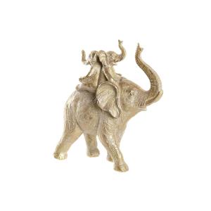 Figura Decorativa DKD Home Decor 24 x 10 x 25,5 cm Elefante Dorado Colonial