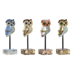 Figura Decorativa DKD Home Decor Multicolor Búho Boho 6,5 x 6,2 x 20 cm (4 Unidades)