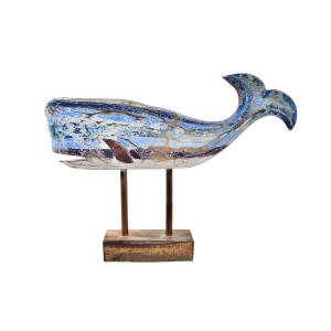 Figura Decorativa DKD Home Decor 40 x 10 x 30 cm Azul Marrón Ballena