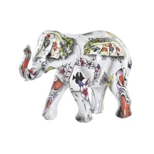 Figura Decorativa DKD Home Decor Blanco Multicolor Elefante Colonial 11 x 5 x 9 cm