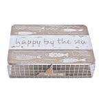 Caja Decorativa DKD Home Decor Blanco Marrón Madera Metal 24 x 16 x 6 cm