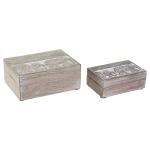 Juego de Cajas Decorativas DKD Home Decor Elefante Blanco Madera de mango 18 x 13 x 8 cm (2 Unidades)