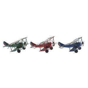 Figura Decorativa DKD Home Decor Avioneta Vintage 16 x 15 x 6,5 cm (3 Piezas)