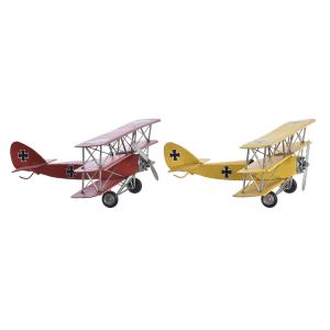 Figura Decorativa DKD Home Decor 32,5 x 32 x 15,5 cm Vintage Avioneta (2 Unidades)