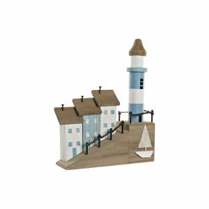 Figura Decorativa DKD Home Decor 24 x 8 x 30 cm Natural Azul Faro Mediterráneo