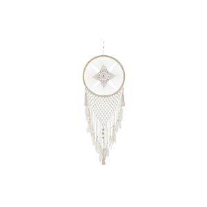 Atrapasueños DKD Home Decor Plumas Algodón Blanco Ratán Boho (52 x 1 x 145 cm) (1)