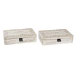 Caja Decorativa DKD Home Decor Natural Madera MDF 28 x 18 x 6,5 cm (2 Unidades)