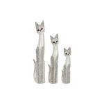 Set de Figuras DKD Home Decor Gris Beige Gatos Madera de albasia (17 x 6 x 100 cm) (17 x 8 x 99 cm)