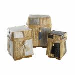 Juego de Cestas DKD Home Decor Natural 33 x 33 x 40 cm Bambú 32 x 32 x 40 cm Boho