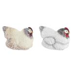 Figura Decorativa DKD Home Decor Blanco Marrón Gallina 22,5 x 13 x 13,5 cm (2 Unidades)