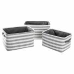 Juego de Cestas DKD Home Decor Gris Rayas Algodón (42 x 32 x 25 cm) (3 Piezas)