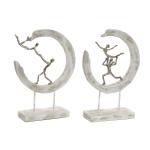 Figura Decorativa DKD Home Decor 32,5 x 10 x 47 cm Plateado Blanco Bailarina Ballet Moderno Decapé (2 Unidades)