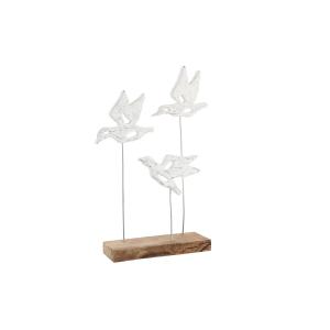 Figura Decorativa DKD Home Decor Marrón Blanco Hierro Madera de mango Pájaros (32 x 10 x 51 cm)