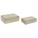 Juego de Cajas Decorativas DKD Home Decor Marrón Blanco Madera de mango 25 x 17 x 8 cm (2 Unidades)