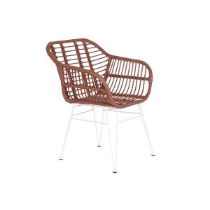 Silla de Jardín DKD Home Decor Blanco Terracota Metal ratán sintético 57 x 62 x 81 cm