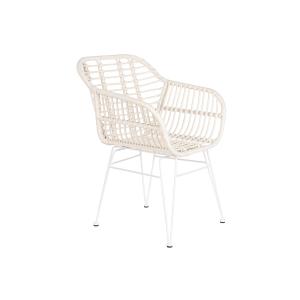 Silla de Jardín DKD Home Decor Blanco Metal ratán sintético 57 x 62 x 81 cm