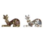 Figura Decorativa DKD Home Decor Blanco Dorado Gato 22,5 x 8 x 15 cm (2 Unidades)